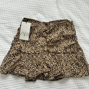 Zara Animal Print Skirt in Brown and Black